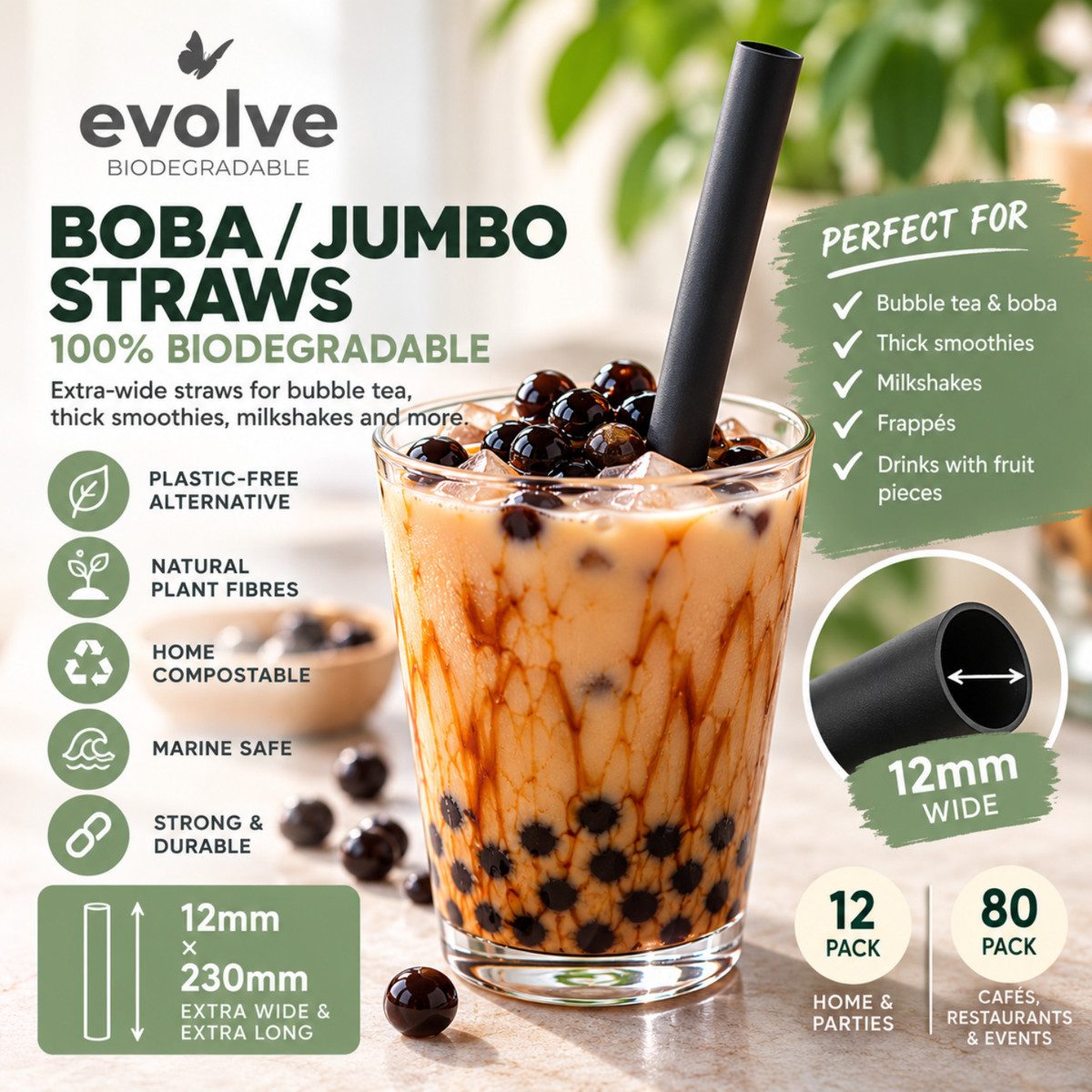 Boba / Jumbo Straws – 100% Biodegradable