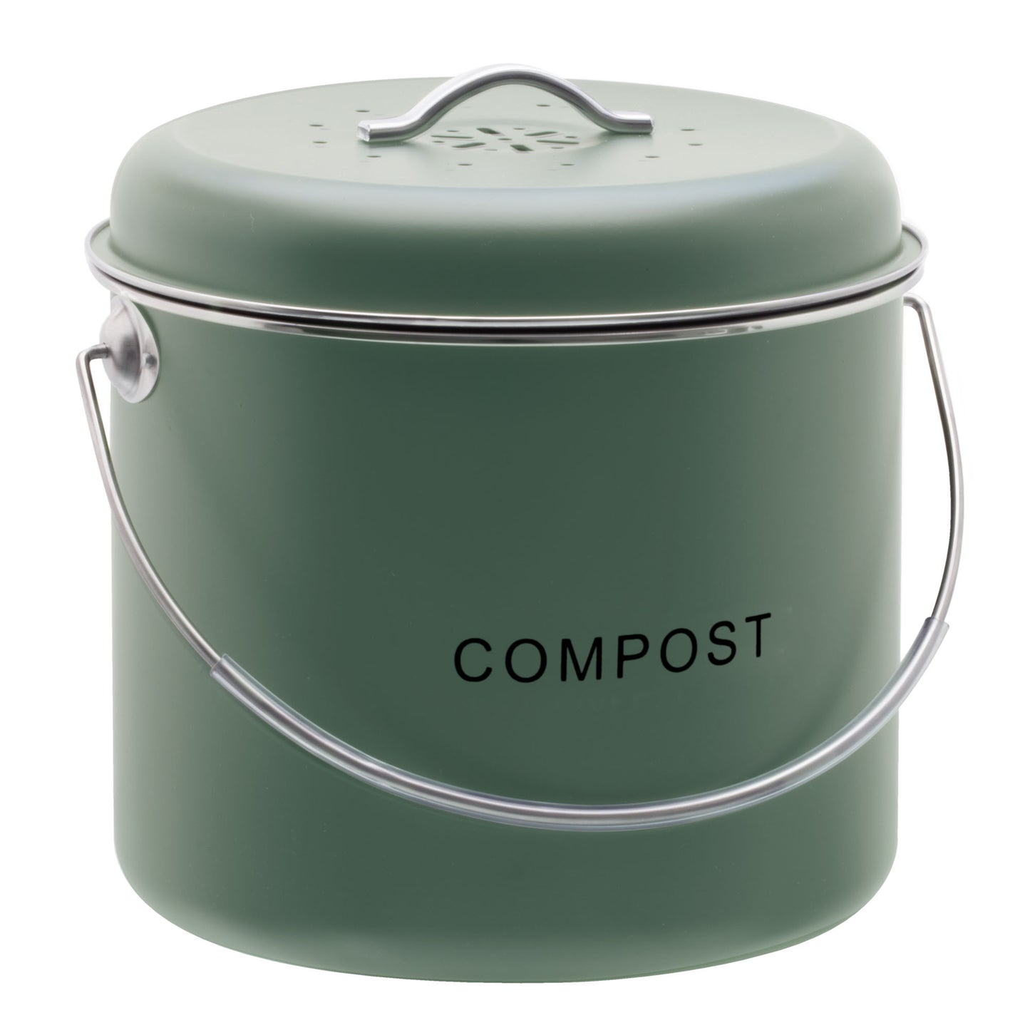 Kitchen Compost Bin - 6L - Green, Black & Off White