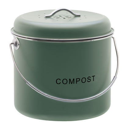 Kitchen Compost Bin - 6L - Green, Black & Off White