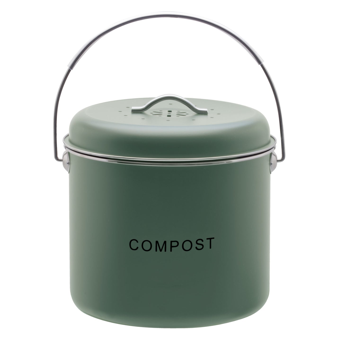 Kitchen Compost Bin - 6L - Green, Black & Off White