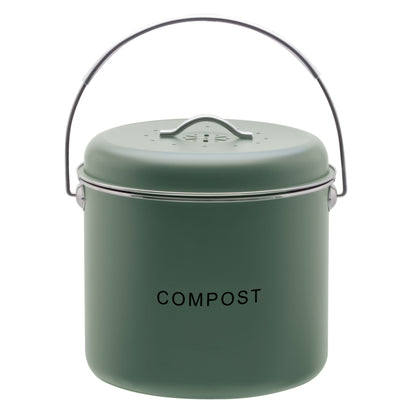 Kitchen Compost Bin - 6L - Green, Black & Off White