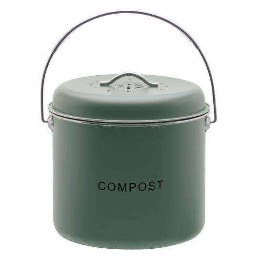 Kitchen Compost Bin - 6L - Green, Black & Off White