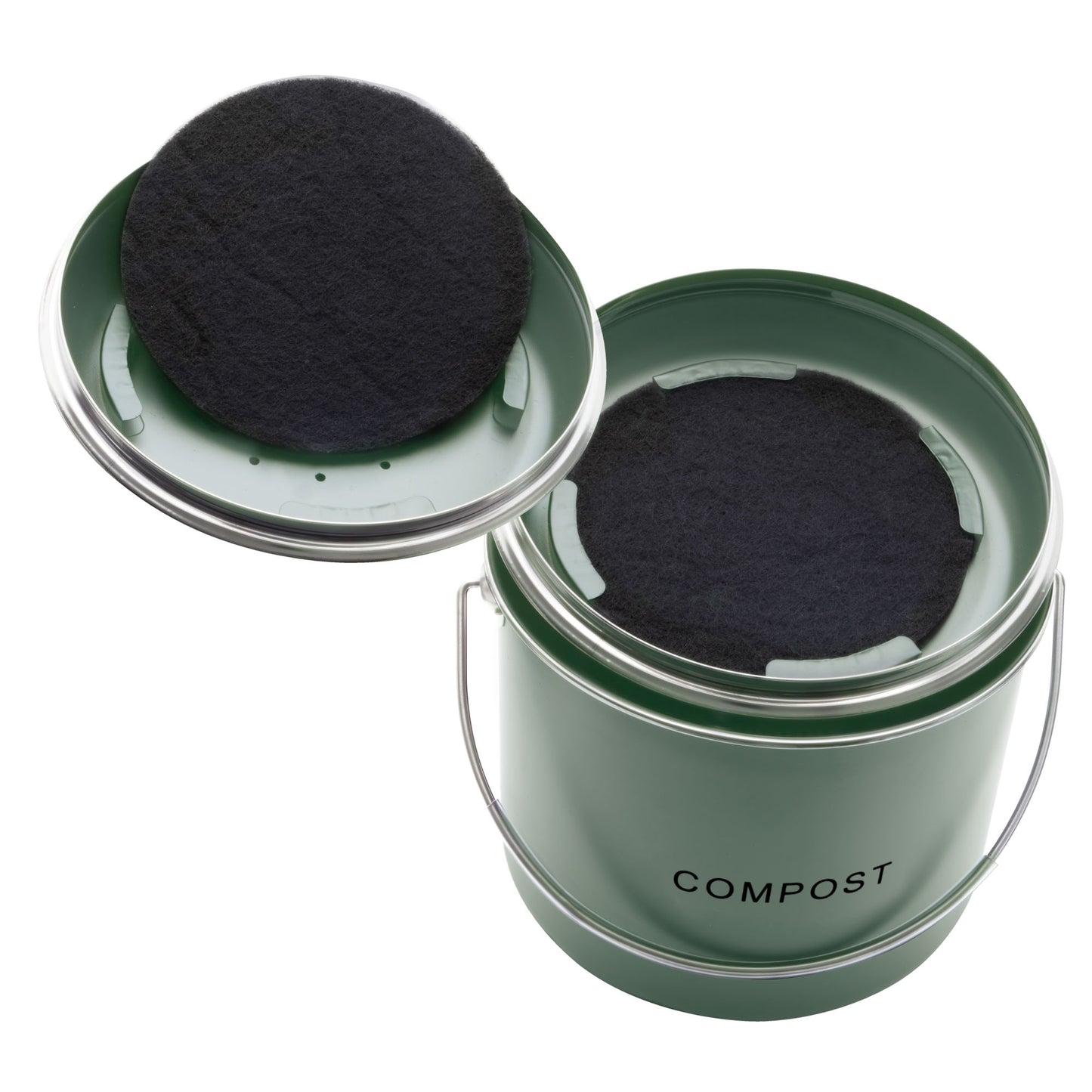 Kitchen Compost Bin - 6L - Green, Black & Off White