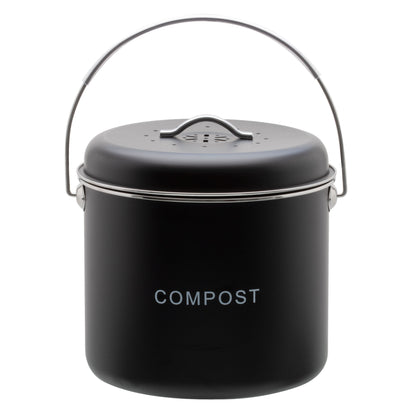 Kitchen Compost Bin - 6L - Green, Black & Off White