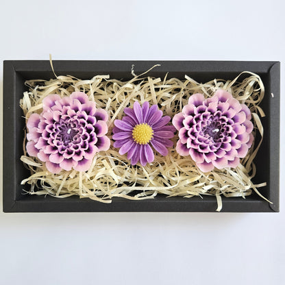 Flower Candle Gift Box Black - Purple