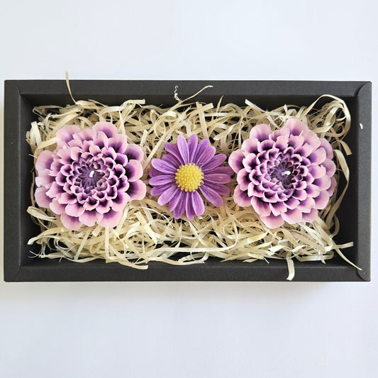 Flower Candle Gift Box Black - Purple