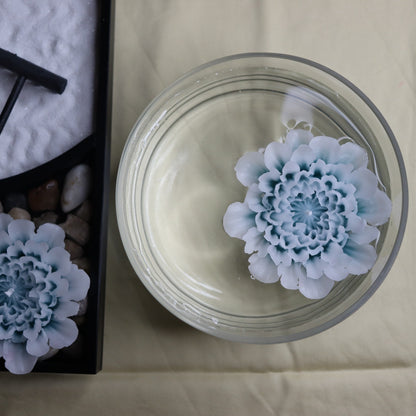 Flower Candle Gift Box Natural - Blue & Dark Blue