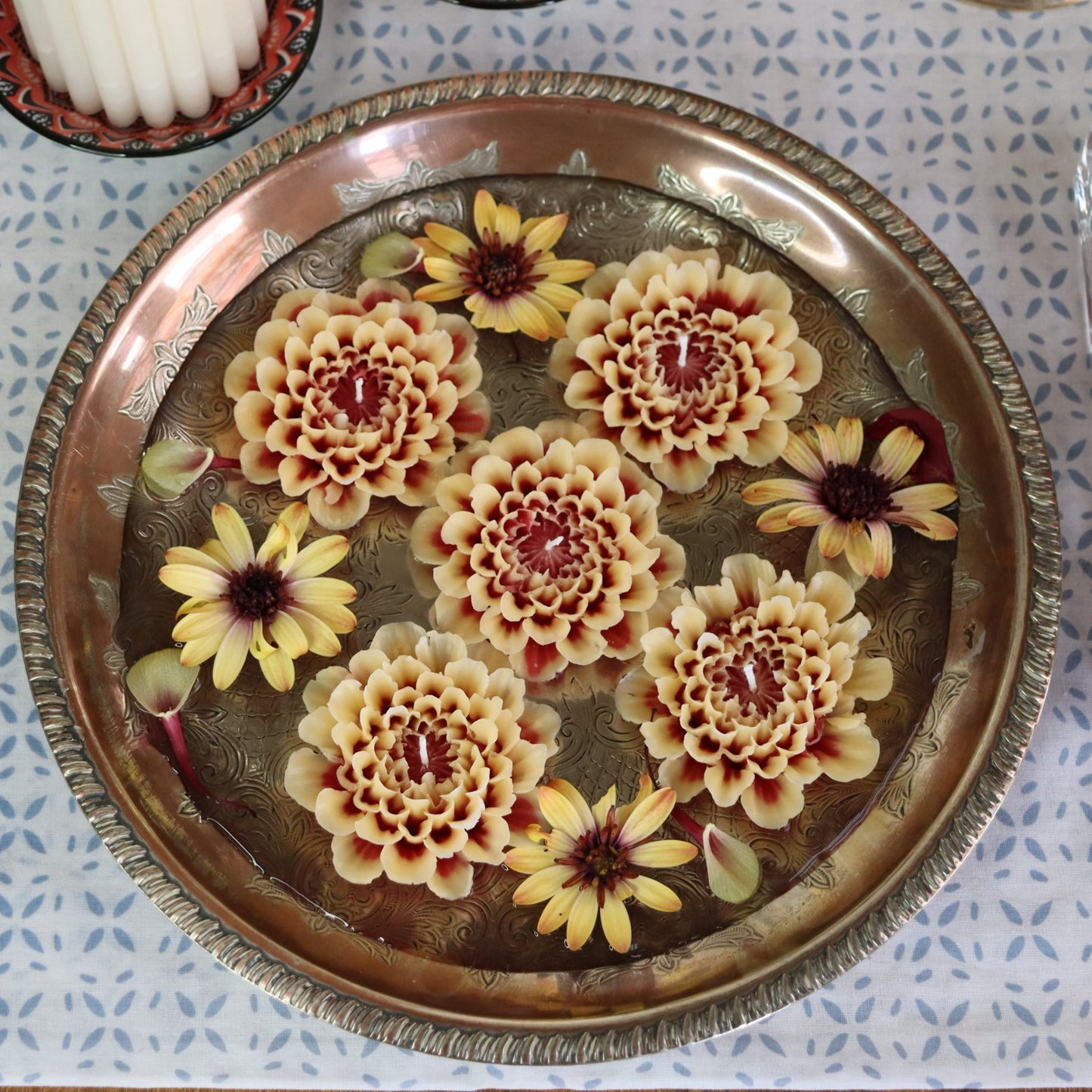 Flower Candle Gift Box Black - Peach