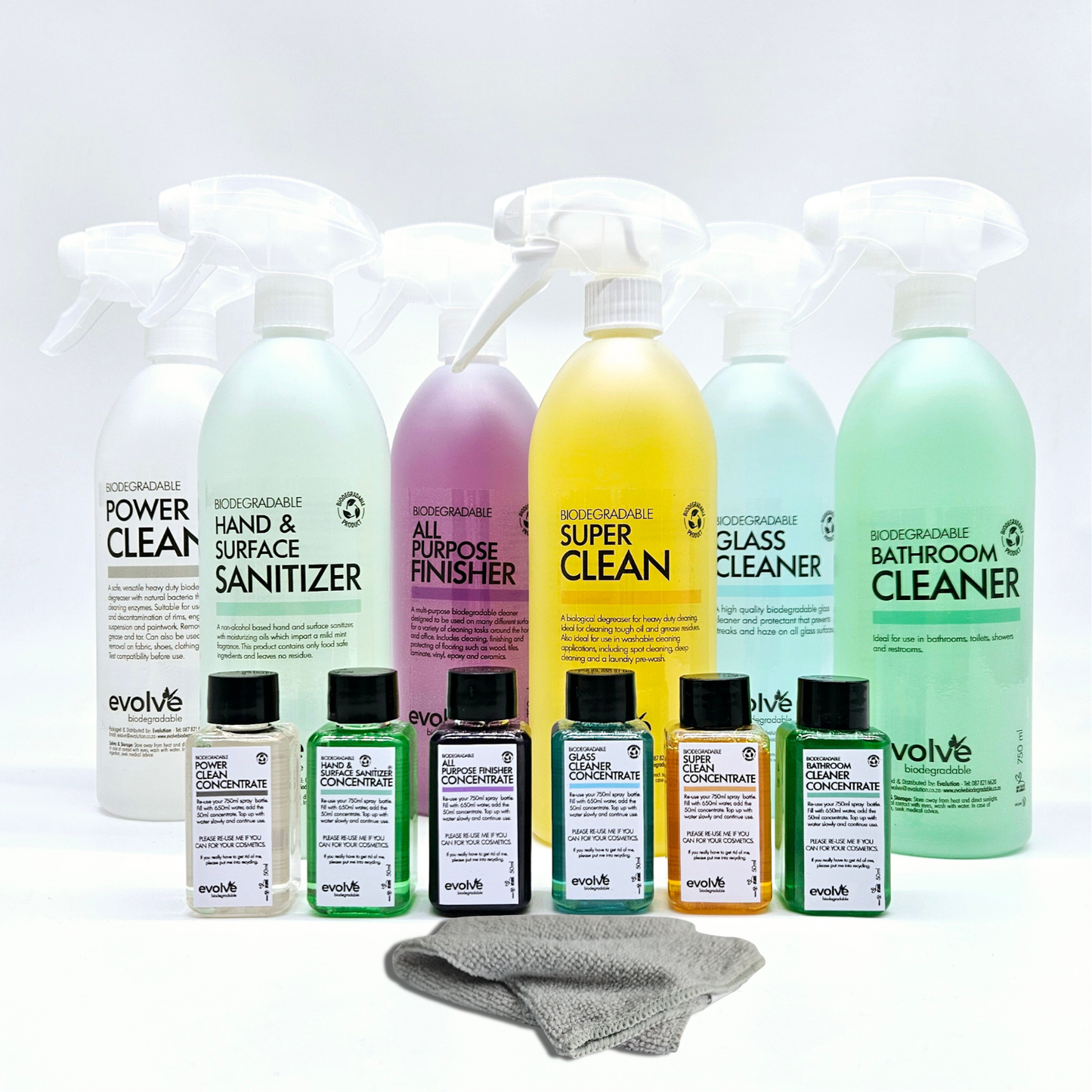 Evolve 750ml Cleaning Combo + 50ml Concentrates (6 Pack)