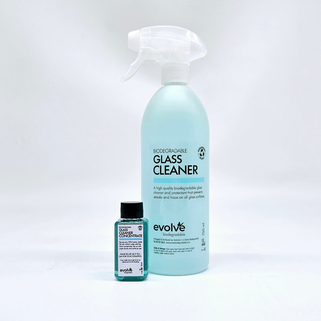 Evolve Glass Cleaner 750ml Spray & Concentrate Combo