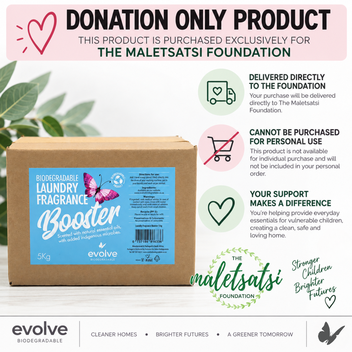 Evolve Laundry Fragrance Booster 5kg Refill - Maletsatsi Foundation