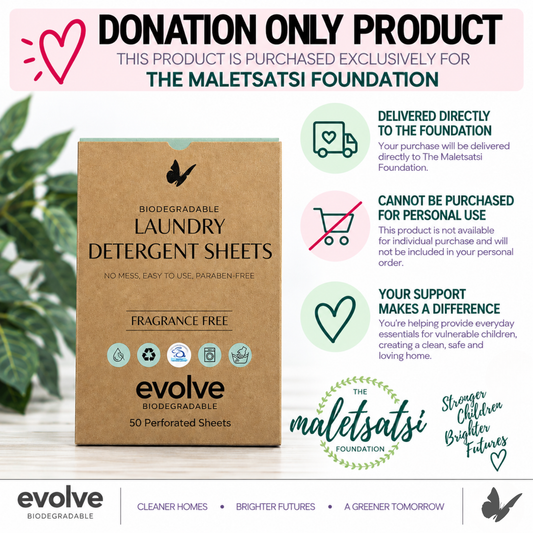 Evolve Laundry Detergent Sheets - Fragrance Free - Maletsatsi Foundation