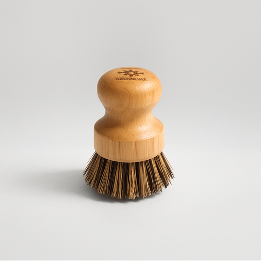 Bamboo Pot Scrubbing Brush - Palm Bristles